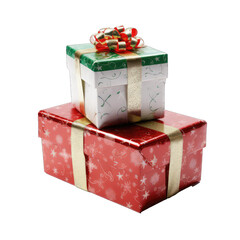 festive christmas gifts isolate on transparent background, png file