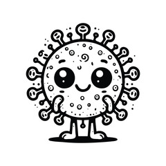 Cute Cartoon of virus coloring book. outline line art. Printable Design. isolated white background