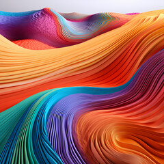 Rainbow-colored sand dunes in a surreal desert.
