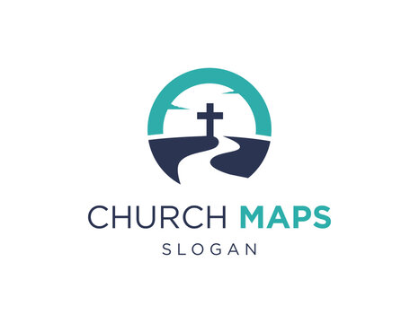 The logo design is about Church Maps and was created using the Corel Draw 2018 application with a white background.