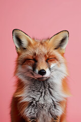 Portrait of a red fox with eyes closed