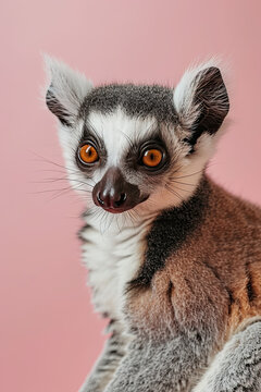Isolated lemur with a color background © grey