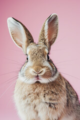 A cute rabbit on a color background