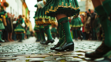 Irish stepdance dancing performance on St. Patrick's Day poster. - obrazy, fototapety, plakaty