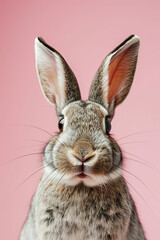 A cute rabbit on a color background