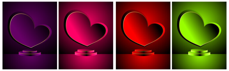 Background with podium and Hearts for Products, Vector illustration