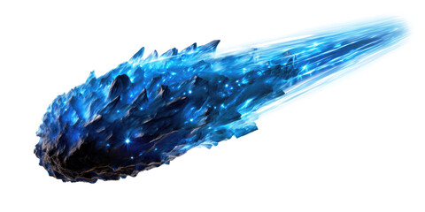 A blue comet isolated on transparent background.