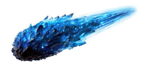 A blue comet isolated on transparent background.