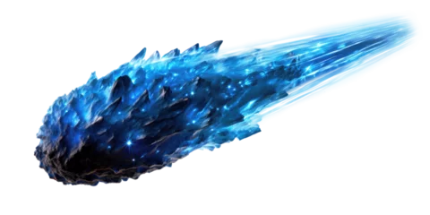 Foto op Canvas A blue comet isolated on transparent background. © comicsans