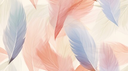  a close up of a pattern of pink, blue, and green feathers on a white background with pink and blue feathers.