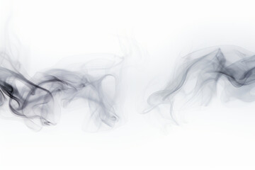 Black smoke isolated on white background. Ai generated.