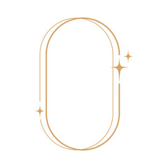 Simple modern aesthetic line elements Modern geometric linear frame with sparkling stars.