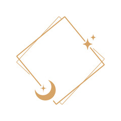 Simple modern aesthetic line elements Modern geometric linear frame with sparkling stars.