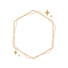 Simple modern aesthetic line elements Modern geometric linear frame with sparkling stars.
