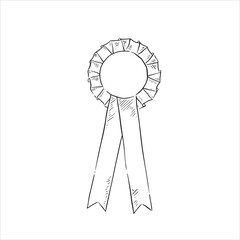 A line drawn rosette in a black and white sketchy style. Perfect to add your own number. Hand drawn and digitally recreated as a vector file. 