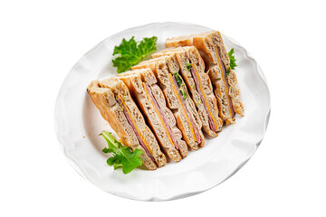 sandwich ham cheese pork beef meat plate snack fresh eating cooking appetizer meal food snack on the table copy space