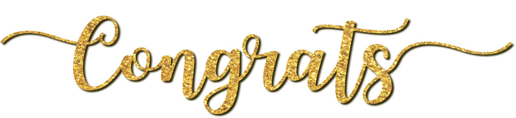 Congrats hand lettering in gold glitter
