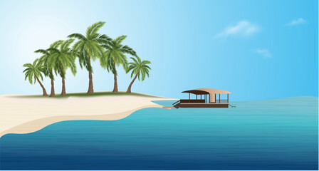 illustration of beach for holiday poster
