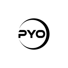 PYO letter logo design with white background in illustrator, cube logo, vector logo, modern alphabet font overlap style. calligraphy designs for logo, Poster, Invitation, etc.