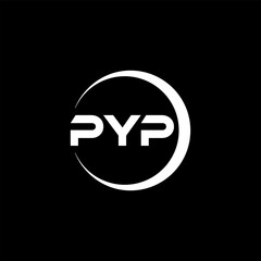 PYP letter logo design with black background in illustrator, cube logo, vector logo, modern alphabet font overlap style. calligraphy designs for logo, Poster, Invitation, etc.