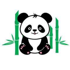 Cute panda in bamboo