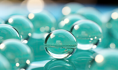 Abstract green glass bubble background