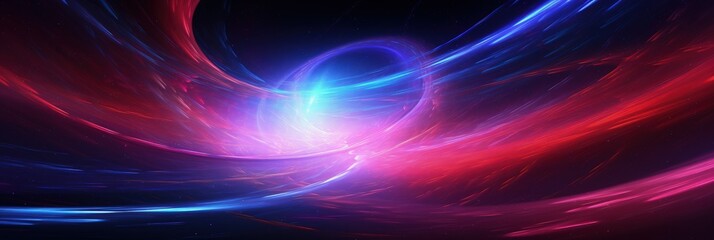3D Digital Galaxy Abstract Wave Background. Red Blue Tunnel. Space Motion, Swirl.