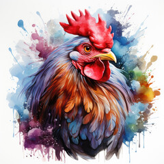 watercolor Chicken with Eggs clipart, Generative Ai - obrazy, fototapety, plakaty