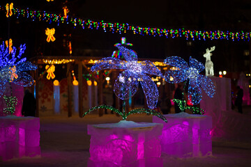 New Year and Christmas decorations on the streets of the city.