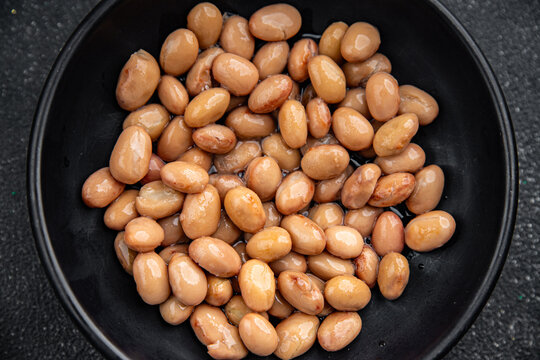 Beans borlotti boiled legume ready to eat healthy eating cooking appetizer meal food snack on the table copy space