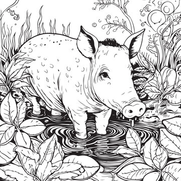 Baird’s tapir coloring page