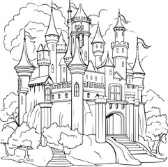 Fairy tale castle coloring page