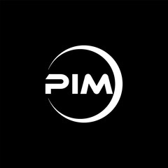 PIM letter logo design with black background in illustrator, cube logo, vector logo, modern alphabet font overlap style. calligraphy designs for logo, Poster, Invitation, etc.