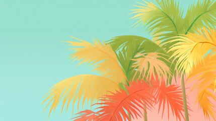 Fototapeta na wymiar tropical breeze color palette, turquoise, lemon yellow, coral pink, palm green, 16:9
