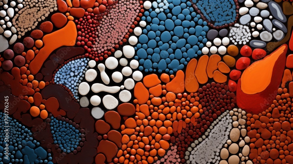 Aufkleber a close up of a painting with many different colors and shapes of rocks and pebbles on the surface o