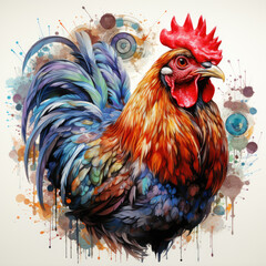 watercolor Chicken with Eggs clipart, Generative Ai