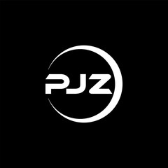 PJZ letter logo design with black background in illustrator, cube logo, vector logo, modern alphabet font overlap style. calligraphy designs for logo, Poster, Invitation, etc.
