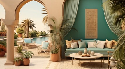 mediterranean color palette, turquiose, green and sandy beige, 16:9