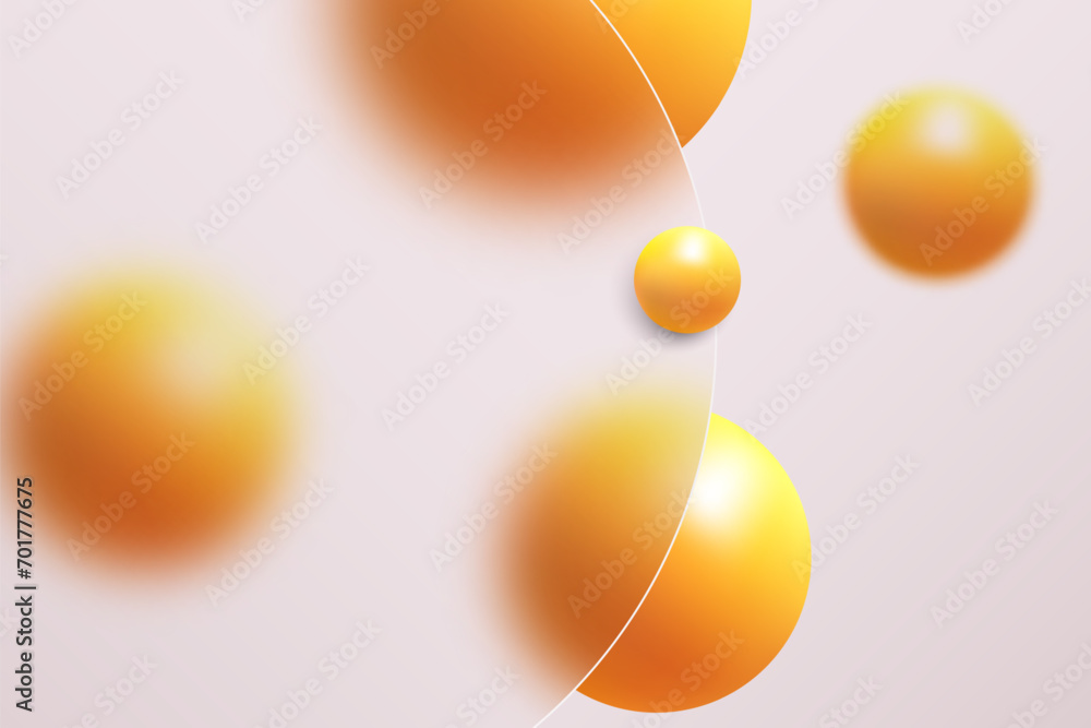 Poster glass morphism round frame background. glass morph border with orange circles.