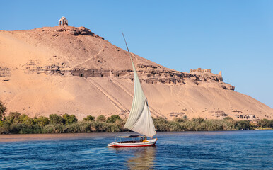 Tombs of the Nobles in Aswan above the Nile river, Aswan, Egypt