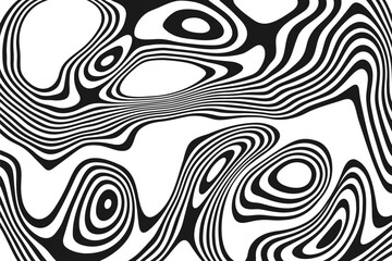 Optical illusion stripes texture. Abstract wavy background. Op art illustration.