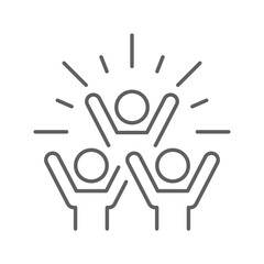 Group happy people icon. Simple outline style. Active kid, joy, fun team, enjoy, fan, freedom concept. Thin line symbol. Vector illustration isolated. Editable stroke.