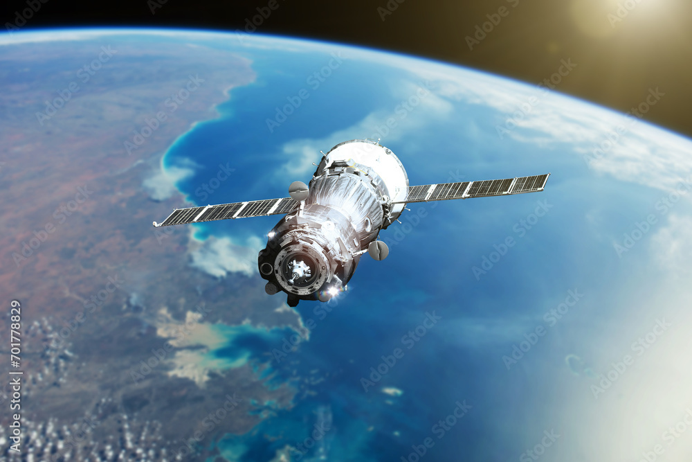 Wall mural planet earth. spacecraft launch into space. elements of this image furnished by nasa.