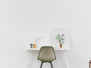 Minimal Workstation with Botanical Decor

