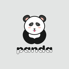 Cute Panda Silhouette Logo Template