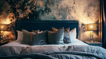 Luxury Bedroom with Artistic Wall Decor

