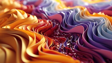 Purple and Amber Abstract Paper Artwork