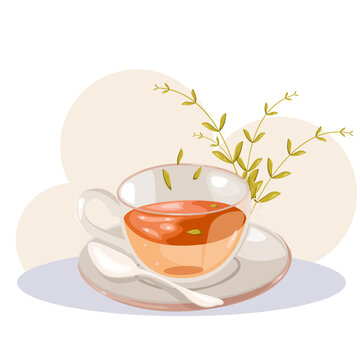 Vector illustration cup a tea for breakfast