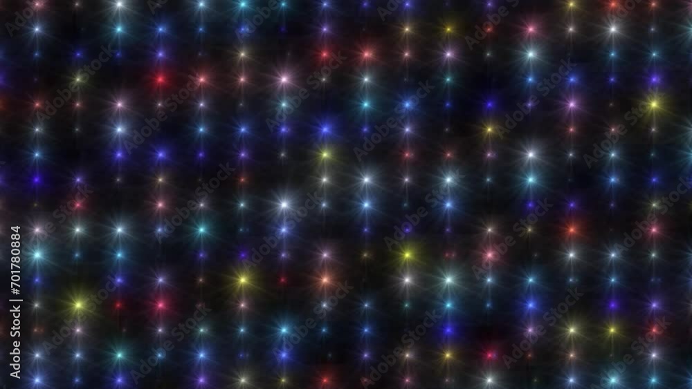 Poster light animation moving on dark background. randomly light blinking vj loop animation of lots of colo