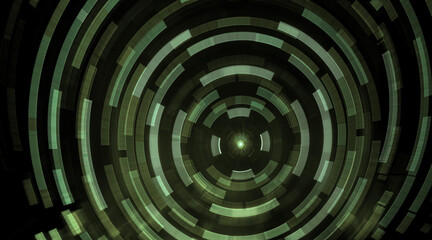 Fantasy dark space circular abstract in yellow